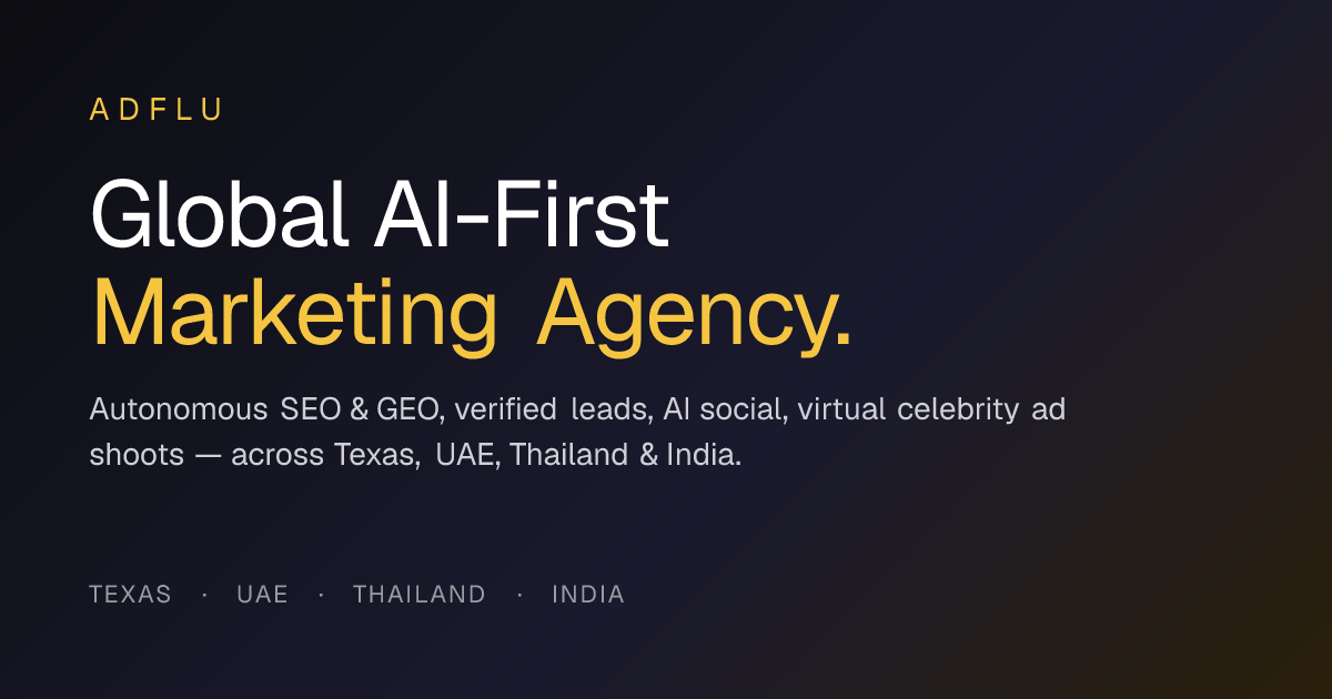 ADFLU — Global AI-First Marketing Agency | SEO, Lead Gen, Virtual Ad Shoots